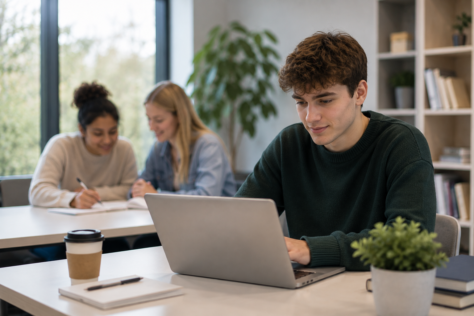 Student building workplace skills through employability simulations on a laptop.