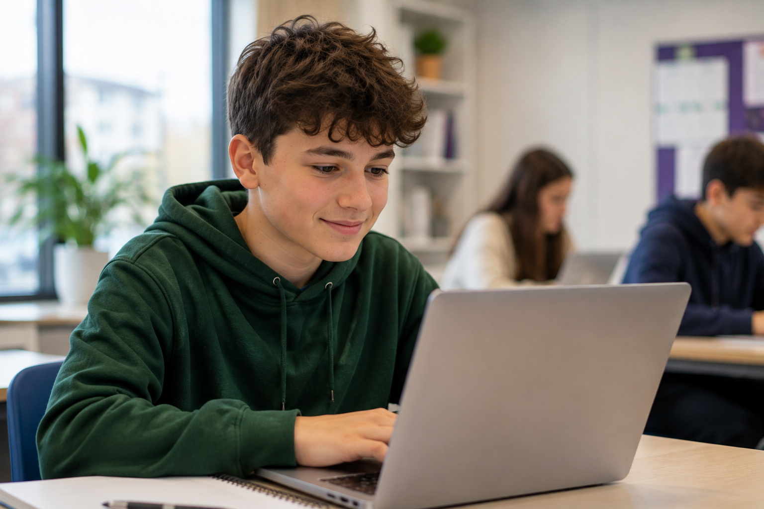 Young person building workplace skills through an interactive online experience.