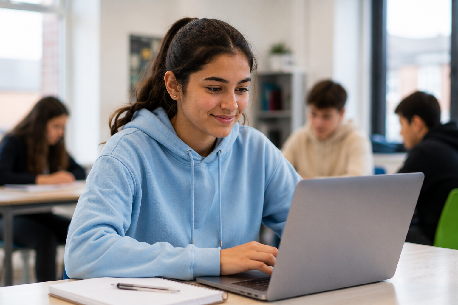 Young person building workplace skills through an interactive online experience.